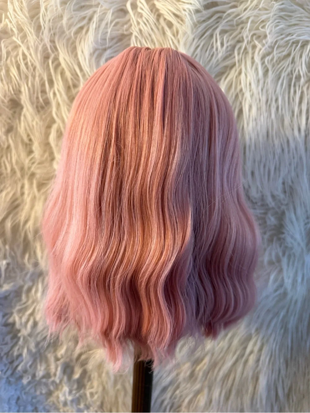 Soft Pink Wavy Women's Wig